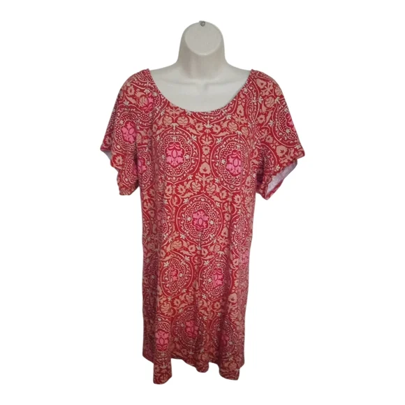 Boden Floral Scoop Neck Mini Dress Size 10 Red Pink - Picture 5 of 5